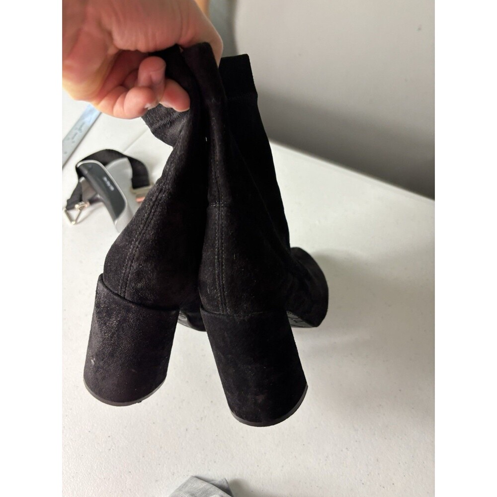 PEDRO GARCIA black suede ankle sock boots booties heels sz 37. - Picture 3 of 12